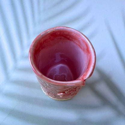 Pink ceramic bud Vase with flower details