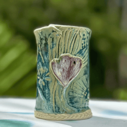 Rainforest Heart Ceramic Bud Vase