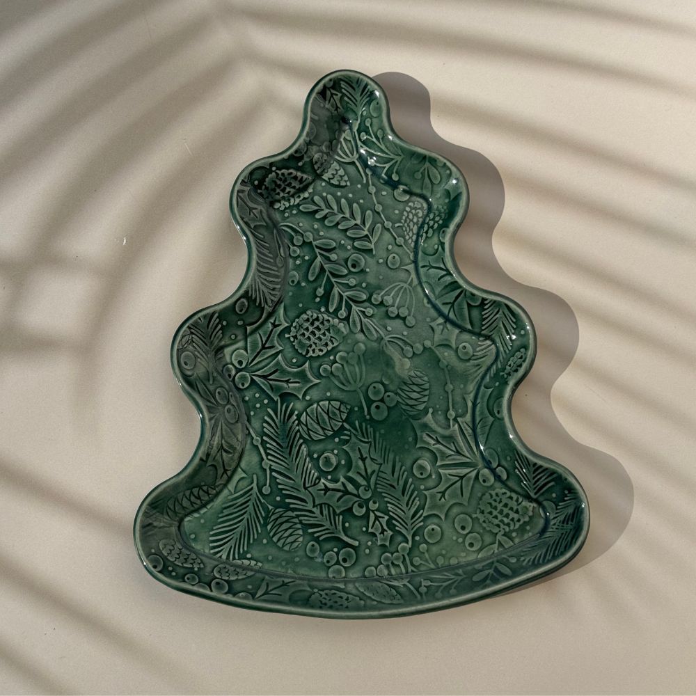 deep green Christmas Tree Plate