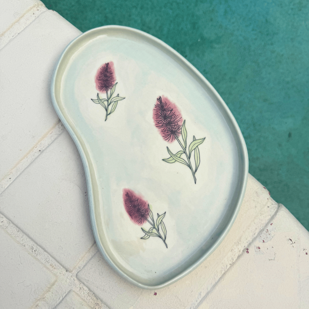Grevillea Bloom Ceramic Serving Platter – Australian Native Flower