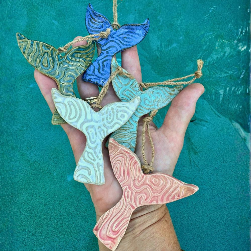 Whale / Mermaid Tail Hanging Ceramic Ornaments
