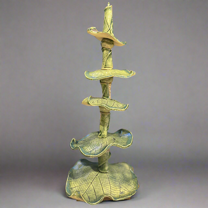 GREEN LEAF Ceramic Garden Totem