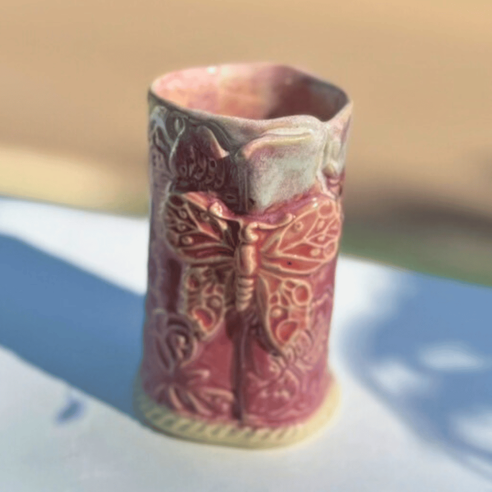 butterfly ceramic bud vase sunshine coast pottery