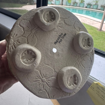 Unique artisan stoneware planter with floral texture