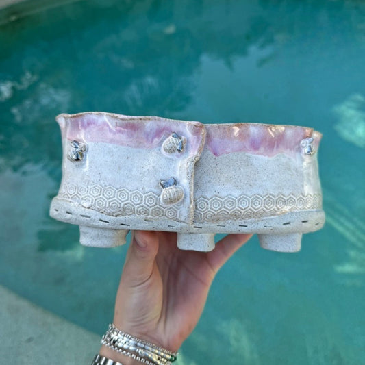 Blushing Bees Oval Succulent Planter