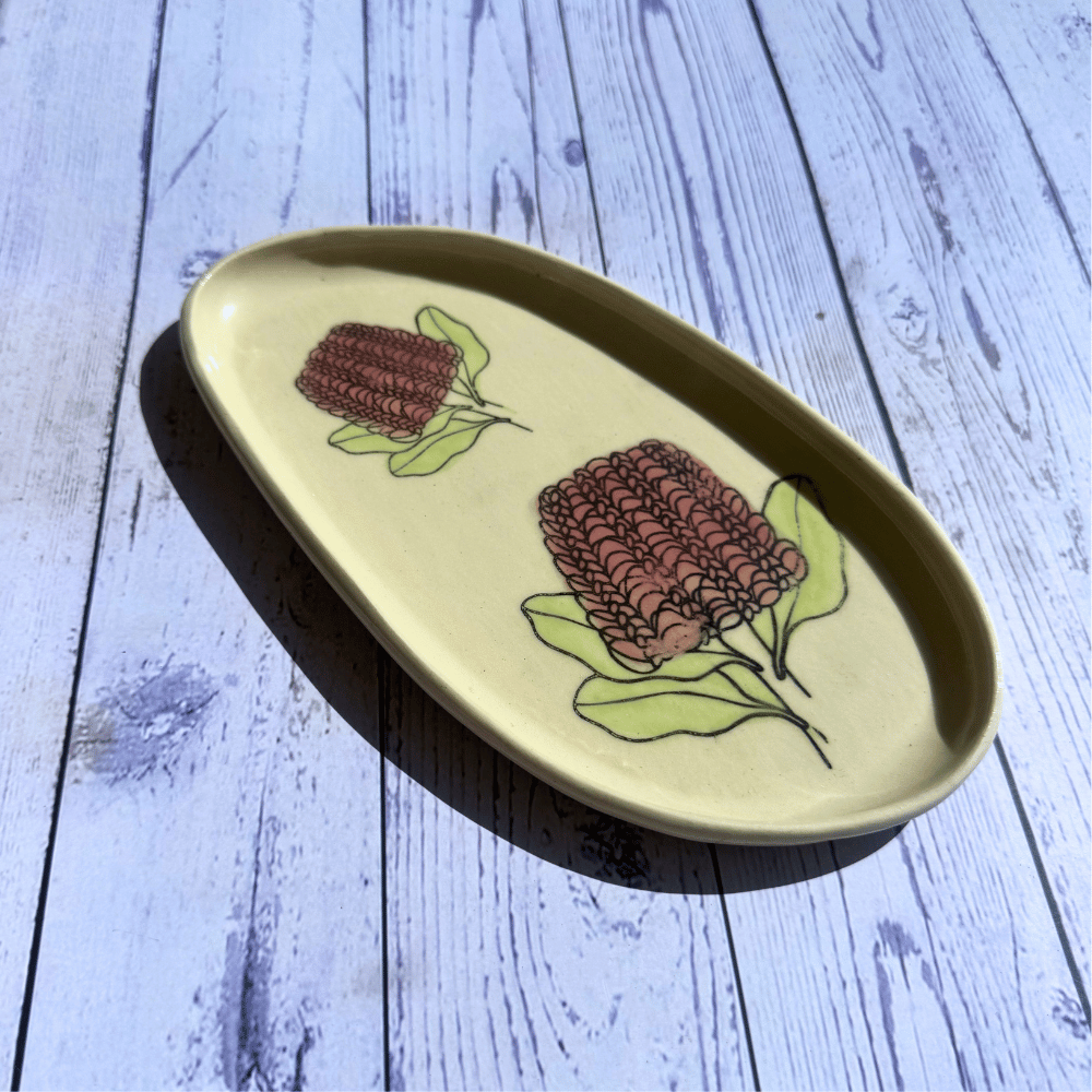 handmade ceramic banksia platter Australia
