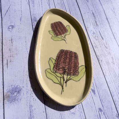 Australian native flower pottery platter