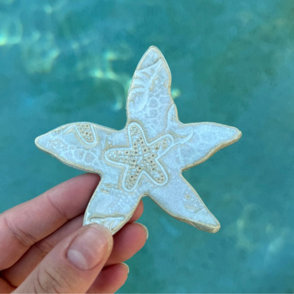 blue ceramic starfish hanging decorations