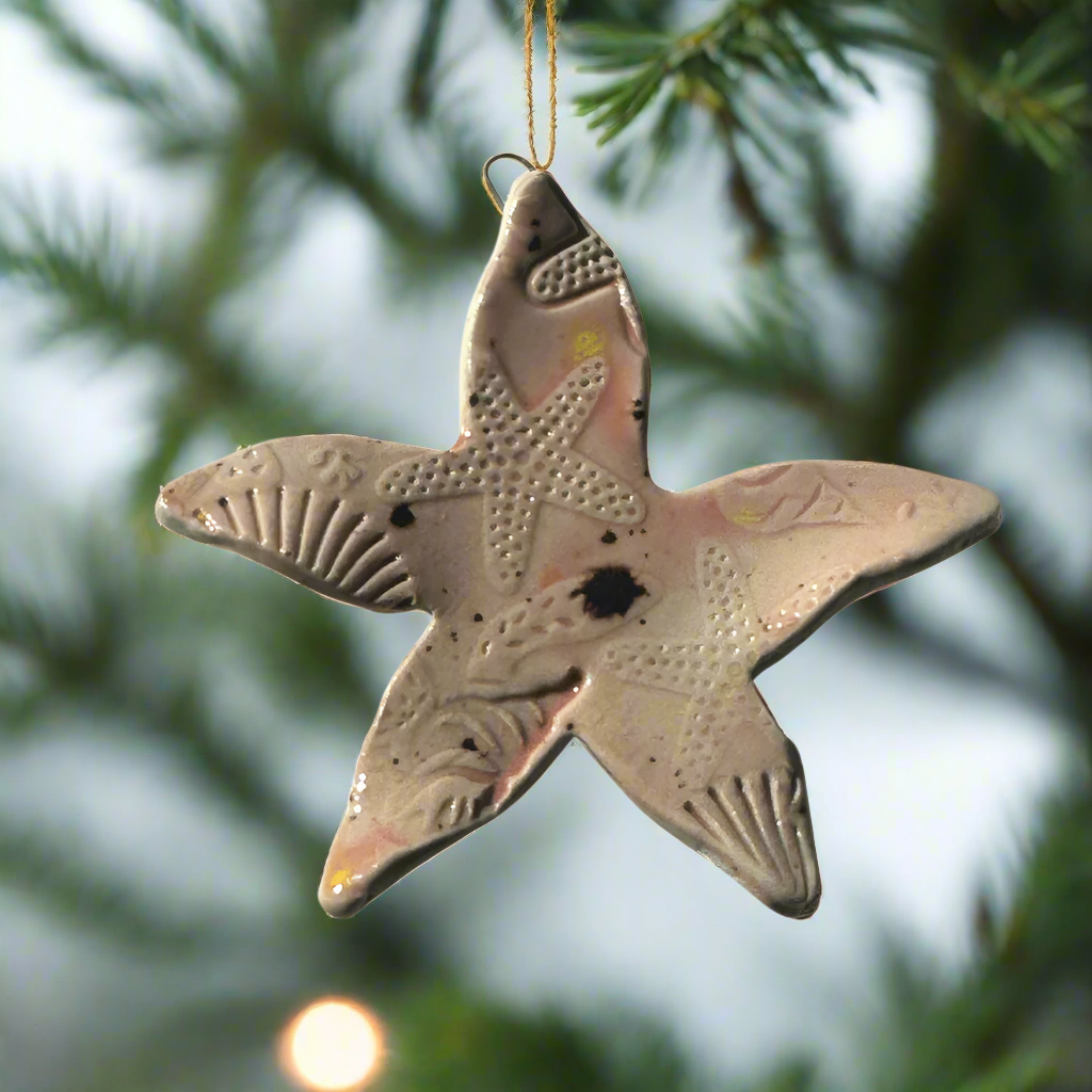 Pink Speckled Starfish Hanging Ornament