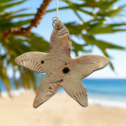 Pink Speckled Starfish Hanging Ornament