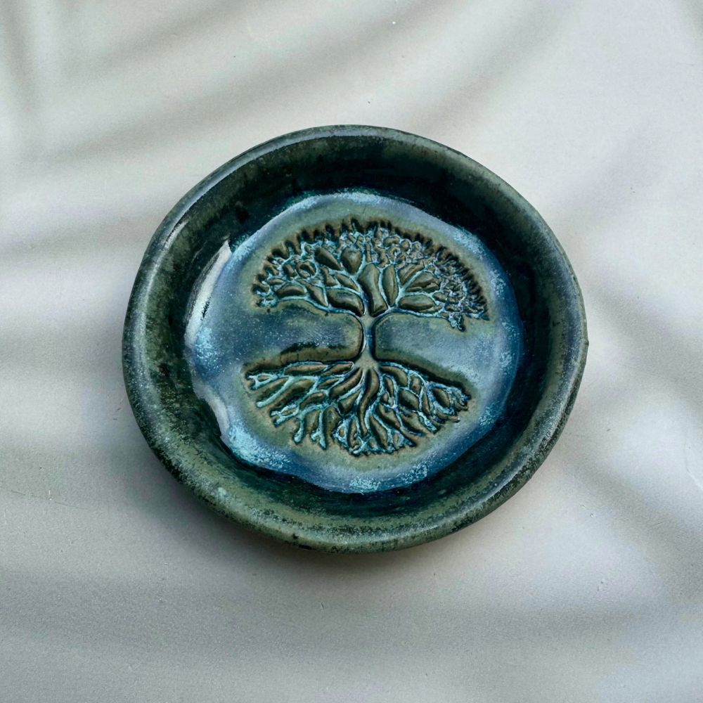 Tree of life imprint on ceramic trinket dish