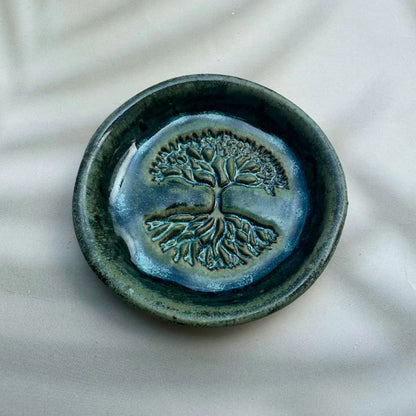 Tree of life imprint on ceramic trinket dish