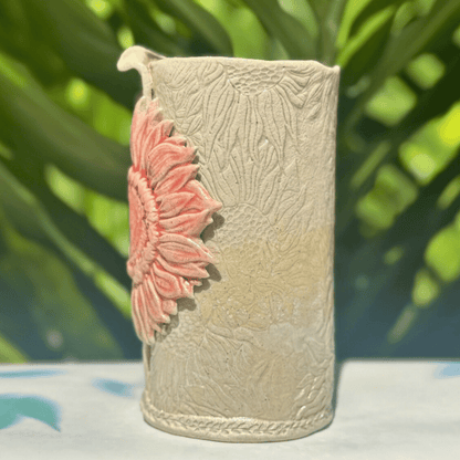 sunflower botanical textured ceramic vase