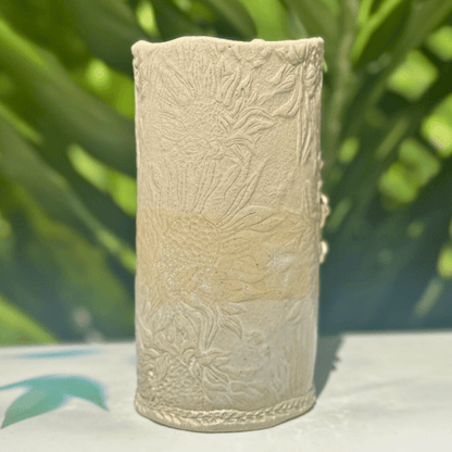 pink sunflower pottery vase sunshine coast