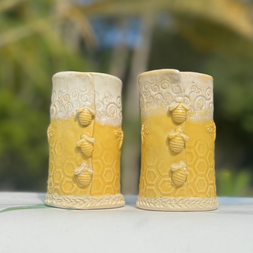 Honey Hive Ceramic Bud Vase