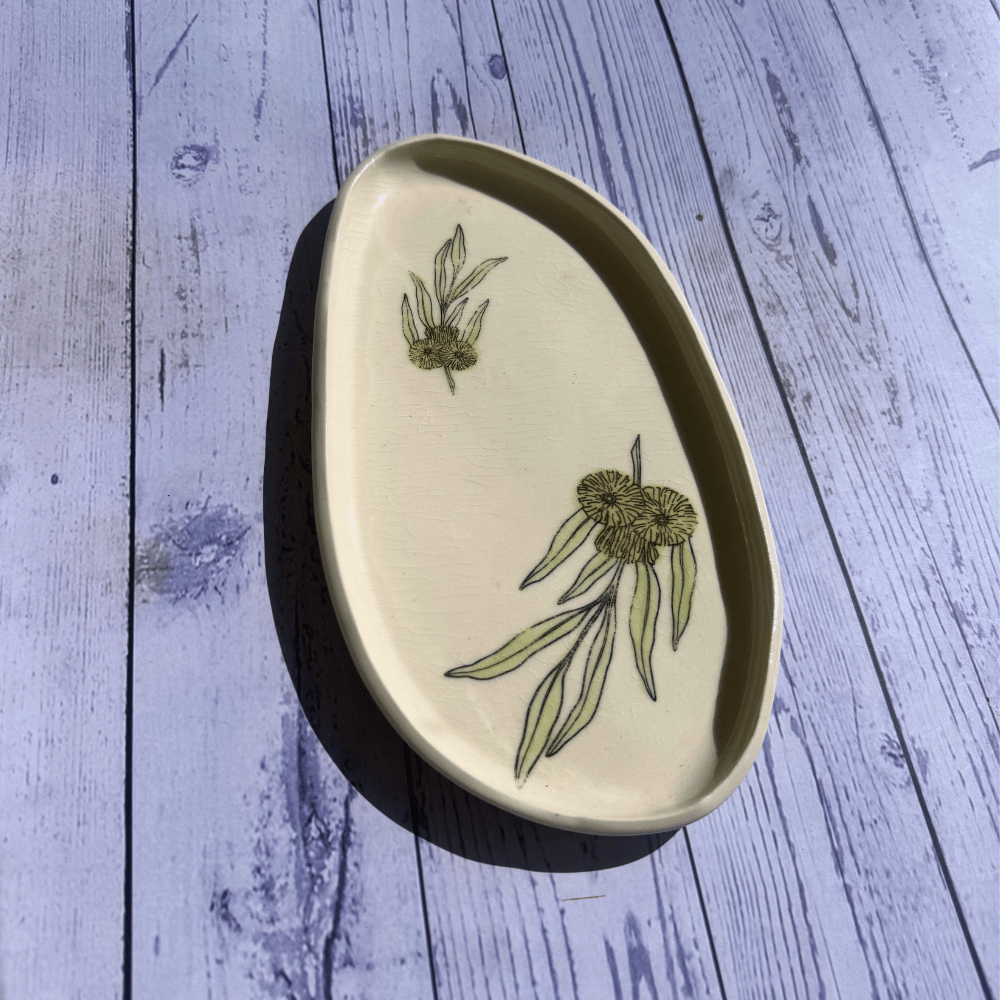 Australian native floral handmade ceramic platter