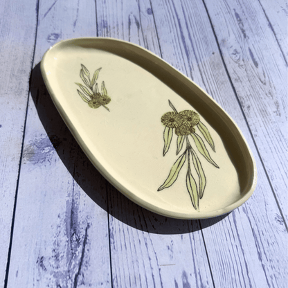 handmade yellow gum flower ceramic platter Australia